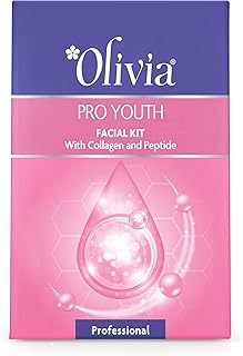 Olivia Pro Youth Facial Kit with Collagen & Peptides | 4-Step Skincare with Cleanser, Exfoliator, Mask & Moisturiser | Firmness, Hydration & Reduced F
