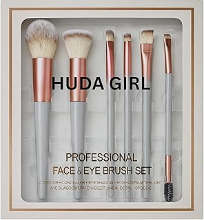 HUDA GIRL 6 Pcs Makeup Brush Set for Women & Girls | Foundation, Blush, Powder, Lip Liner & Multi-Purpose Professional Brushes | Soft Bristles, Travel