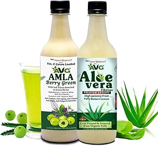 AVG Health Organics Sugar-Free Amla Aloevera Juice Combo (500ml x 2) | Natural Immunity Booster & Liver Detox Drink, Rich in Vitamin C