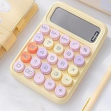 Colorful Candy Calculator – Cute 12-Digit Mechanical Calculator with Large LCD Display & Big Round Buttons | Fun Office & School Supplies for Students