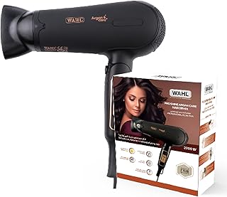 Wahl India WCHD8-1324 Argan Oil Infused Hair Dryer; 3 Heat & 2 Speed Settings; 2200 Watts, 2 attachments- Concentrator and diffuser, Black