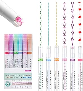 6pcs Curve Highlighter Pens Set, Pastel Dual Markers with Unique Curve Tips for Journaling, Doodling, Scrapbooking and School Supplies, Set of 1