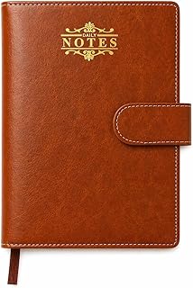 A5 Leather Diary Notebook 170 Pages, PU Leather Journal with Ribbon Bookmark, Brown Professional Notebook for Office, College, Writing & Daily Use