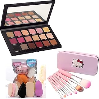 D.B.Z. Combo Of Rose Gold Remastered 18 Multicolor Eye shadow with Makeup7 Pc Brush set & Family Pack blender (3 Items in the set) Shimmery, Matte , G