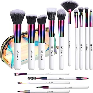 BS-MALL Makeup Brushes 15pcs Makeup Brushes Premium Synthetic Powder Foundation Blush Contour Concealers Lip Brushes with Cosmetic Bag