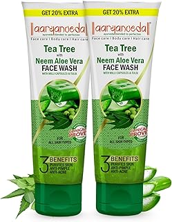 Aryanveda Tea Tree Anti-Acne & Pimple Face Wash with Neem & Aloe Vera (120ml Each) – Pack of 2 | For Men & Women | Deep Cleansing & Acne Control