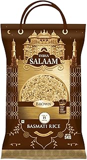 India Salaam Brown Basmati Rice 5kg | Whole Grain, Naturally Aromatic & High in Fiber | Healthy Long Grain Rice for Diabetic & Fitness Diets