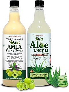 AVG Health Organics Sugar-Free Amla Aloevera Juice Combo (1000ml x 2) | Natural Immunity Booster & Liver Detox Drink, Rich in Vitamin C