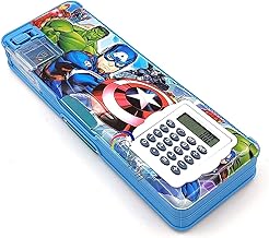 Multi-Functional Magnetic Pencil Box for Boys Inbuilt Digital Calculator Dual Sharpener & Magnetic Lock - Best School Stationery Gift for Kids (Blue)