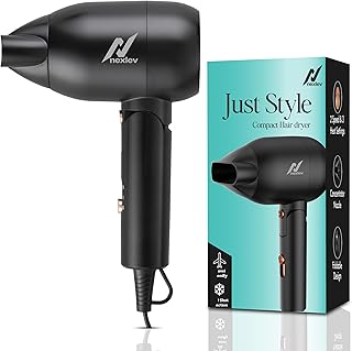 Nexlev Hair Dryer For Women| Foldable| 1500 Watts| Cool Shot| 3 Heat & 2 Speed Settings| Overheat Protection| Concentrator Nozzle| Salon-Style Blow Dr