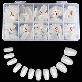 500 Pcs Natural False Nails Tips French Style Acrylic Artificial Tip Manicure with Box of 10 Sizes for Nail Art Salons and Home DIY Pack of 500