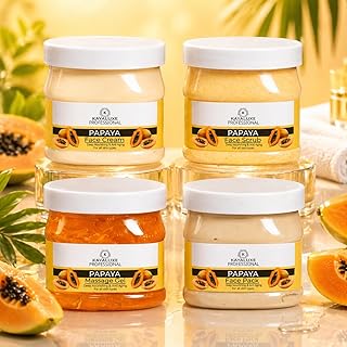 Papaya Facial Kit for Instant Glow & Tan Removal | Deep Nourishing Skin Brightening Facial Kit | Face Cream Scrub Massage Gel Face Pack | Women & Men