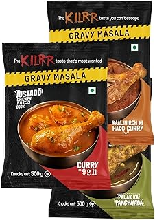 Kilrr Chicken Gravy Masala, Variety Pack of 3 | Curry No. 9211, Kaalimirch ki Haddcurry and Palak Ka Panchnama | Zero Fuss Cooking and Ready in 30 Min