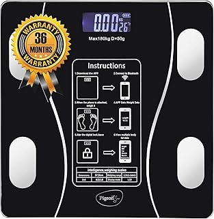 Pigeon Ivory Smart BMI Weighing Machine for Body Weight with 18 Body Parameters Sync with Mobile App, Body fat Analyzer Machine, Weighing Scale with L