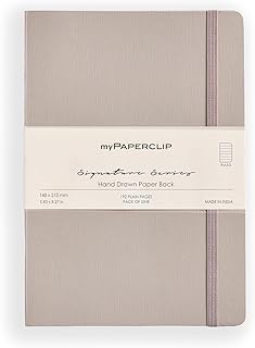 myPAPERCLIP Signature Series A5 Ruled Notebook | 192 Pages, 90 GSM Recycled Paper, Soft Cover, A5 (5.83 x 8.27 in) | Flat Lay | Bookmark & Elastic Clo
