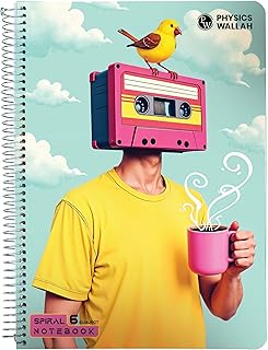 PW Physics Wallah A4 Size 300 Pages 6 subject Spiral Binding Notebook | Ruled Register Notebooks for Students & Office | Premium Quality Plastic cover