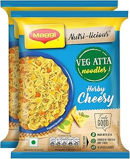 MAGGI Nutri-Licious Veg Atta Noodles Herby Cheesy, 153g (Pack of 2, 76.5 g each)