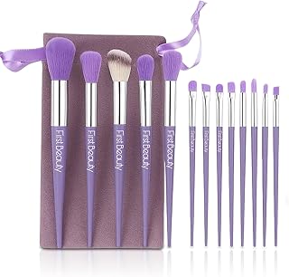FirstBeauty Premium Makeup Brush Set 13 PCS | Ultra Soft Synthetic Bristles | Eye and Face Makeup Brushes with Carry Pouch | Foundation Blending Eyesh