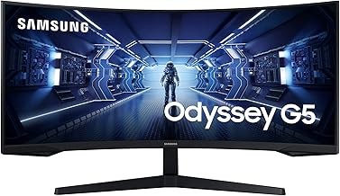 Samsung 34"(86.42cm) Odyssey G5 Curved Gaming Monitor|WQHD 3440 x 1440|1000R|165Hz|1ms|21:9|Wall Mountable|FreeSync Premium|Ports-DP, HDMI, Headphone|