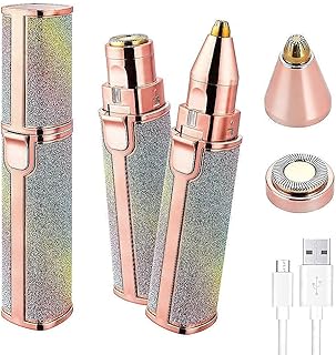 Portable Eyebrow Trimmer & Facial Hair Remover for Women – Electric Epilator for Face, Lips, Nose & Bikini Line with Built-in LED Light
