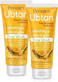 Peonies Ubtan Face Wash Combo for Tan Removal & Skin Brightening 100ml x 2 | Deep Cleansing with Saffron, Turmeric & Aloe Vera | Refreshing Natural Gl