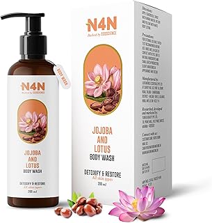 N4N Natural Body Wash with Lotus & Jojoba Sulphate-Free Hydrating Shower Gel for Women & Men Gently Cleanses, Revives Dull Skin & Leaves Skin Soft & G