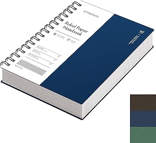 EMSHOI A5 Spiral Notebook College Ruled Lined Journal, Small 5.7" X 8.22", 300 Pages/150 Sheets, 100gsm Thick Paper, Waterproof Hardcover, for Office