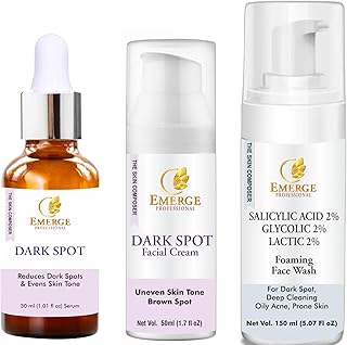 Dark Spot Serum, Cream & Green Tea Foaming Face Wash Combo | Targeted Pigmentation Care & Oil Control Skincare Set | Fades Dark Spots, Evens Skin Tone