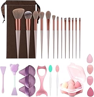 LAVENUST 24-Piece Professional Makeup Brush Set – Premium Foundation, Eyeshadow & Blending Brushes for Flawless Makeup Application (Brown)
