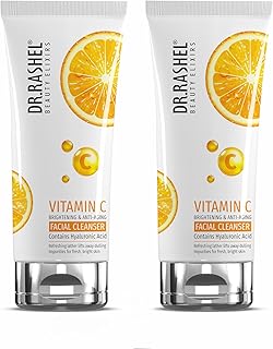 DR.RASHEL Vitamin C Brightening Facial Cleanser | With Hyaluronic Acid | Anti-Aging & Skin Hydration | Gentle Face Wash | 80ml Each | Pack of 2