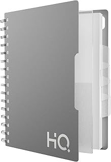 YOUVA Navneet HQ | Wiro Bound Single Subject Notebook | 17.6 x 25 cm | Single Line | 160 Pages | Grey Cover | Durable Writing Book for Study & Office