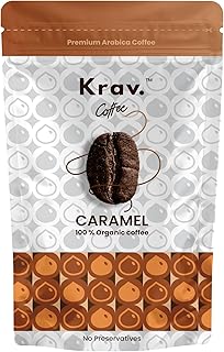 Krav Coffee Caramel Flavour Instant Coffee 100g | Premium Arabica |100% Organic | Pure, Rich Aromatic and Bold Flavors | No Added Preservatives