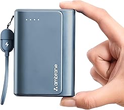Ambrane 20000mAh 35W Fast Charging Small Pocket Size Powerbank, Hanging InBuilt Type C Cable, Type C PD & USB Output for iPhone, Android Mobiles & Oth