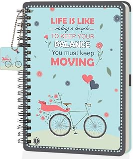Jhingalala Diaries - A5 Hardbound Wiro Notebook Diary with Bicycle Theme Based Dangler I Spiral Notebook With Planner and Calendar 2024 I 160 Undated