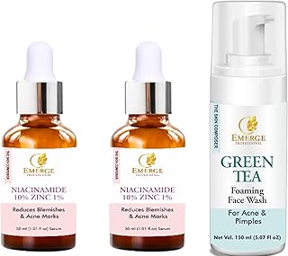 10% Niacinamide Serum & Green Tea Foaming Face Wash Combo | Pore Minimizing, Oil Control & Skin Brightening Skincare Set | Clear, Balanced, Radiant Sk