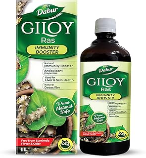 Dabur Giloy Juice - 1L | Ayurvedic Health Juice for Immunity | With Natural Source Of Antioxidants | Detoxifies & Rejuvenates Body | Good For Liver &