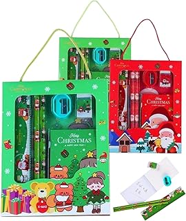 Christmas Stationery Set for Kids 6-in-1 Stationery Kit Set | Christmas Theme Pencil, Eraser, Diary, Ruler, Sharpener Set | New Year Gift Merry X-Max