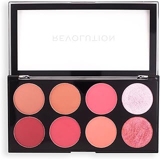 Makeup Revolution Ultra Blush Palette – Sugar and Spice | 8 Pigmented Peach & Terracotta Shades | Matte, Shimmer & Baked Blush + Highlighter | Blendab