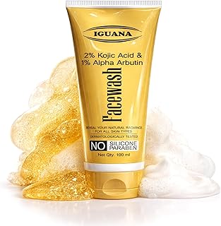 IGUANA 2% Kojic Acid & 1% Alpha Arbutin Face Wash 100ml | Brightening Cleanser for Dark Spots & Uneven Skin Tone | Daily Use for All Skin Types