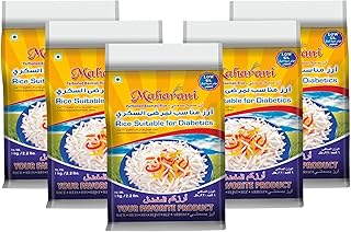 Maharani Diabetic-Friendly Basmati Rice | Pack of 5 (1 kg Each, Total 5 kg) | Low GI, Low Starch, Naturally Aged Long-Grain Rice | Healthy Choice