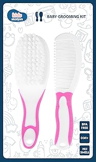 Kids Station 2 in 1 Portable Manicure Grooming Kit For New Born Baby - Baby Comb and Hair Brush - Accessories Set for Infants and Toddlers - Ideal for