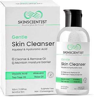 Gentle Cleanser | Facewash with Glycolic Acid, Aloe Vera, Tea Tree & Rose Oil, PH Balanced | Dermatologist Tested, FDA Approved | Sulphate-Free, Pack