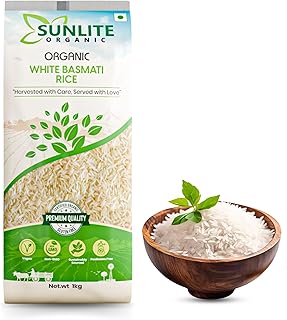 Sunlite Organic White Basmati Rice 1 Kg I 100% Vegan, Traditional Basmati Rice with Natural Aroma I Certified Organic Rice I Non-GMO, Pesticide and Ch