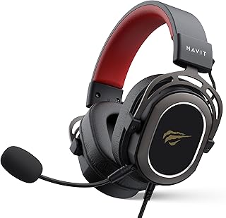 Havit H2008d Headset with Microphone, Gamer, Black and Red, 50mm Speaker, Connector 3, 5mm, Compatible with PS4 / Xbox, Size: Medium, Wired, Over Ear