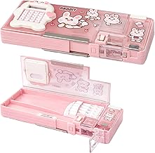 FunBlast Cute Bunny Pencil Box with Calculator – Multifunctional Stationery Box with Sharpener, Eraser & Storage, Cartoon Pencil Case for School Kids