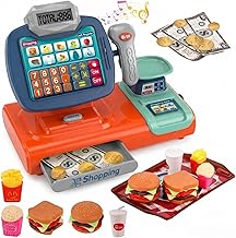 SHAKTISM Kids Cash Register Toy Set for Kids with Scanner, Calculator, Weighing Scale, Play Money & Food Accessories | Supermarket Pretend Play Toy |