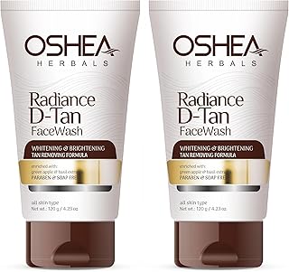 Oshea Herbals Radiance DTan Face Wash for Women & Men | Deep Cleansing with Tan Removal Formula | Reduces Dullness & Controls Sebum | Enriched with Gr