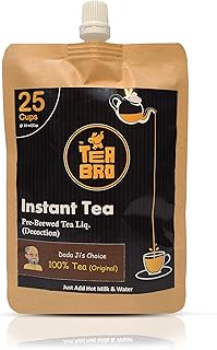 Instant Tea, 100% Tea (Original Assam) Decoction | Pre-Brewed Tea Liquid (Concentrate) | Serves 25 Cups | Just Add Hot Milk Or Water | 250ml Pouch