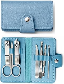 7 Piece Manicure Pedicure Kit for Men and Women Professional Stainless Steel Nail Care Set, Portable Travel Grooming Kit with Leather Case for Home Sa