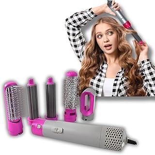 TechElite 𝐓𝐎𝐏 𝐒𝐄𝐋𝐋𝐈𝐍𝐆 𝐏𝐑𝐎𝐃𝐔𝐂𝐓 5 IN 1 Hair Dryer Brush, Multifunctional Hot Air Styler Hair Tools Detachable Brush Head for Straightening Curling Dryin